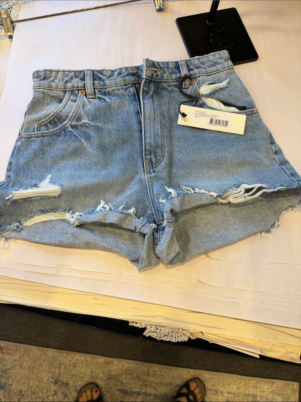 Rolla’s High-Waist slim Distressed Denim Shorts - Light Blue dusters nwt size 27